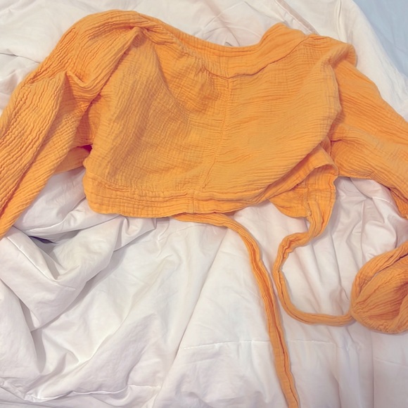 Boohoo Orange Jersey Knit Tie Waist Top - Picture 5 of 7